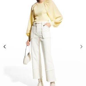 NWT Derek Lam 10 Crosby- Zuri Cropped Wide Leg Pants - Ecru